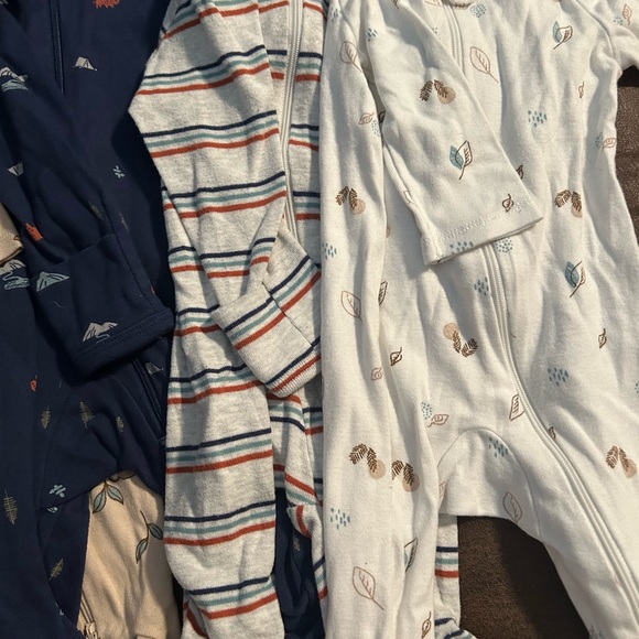 Carter's Kids 2 way zipper One Pieces Footies - Navy, Cream, White - Picture 3 of 3